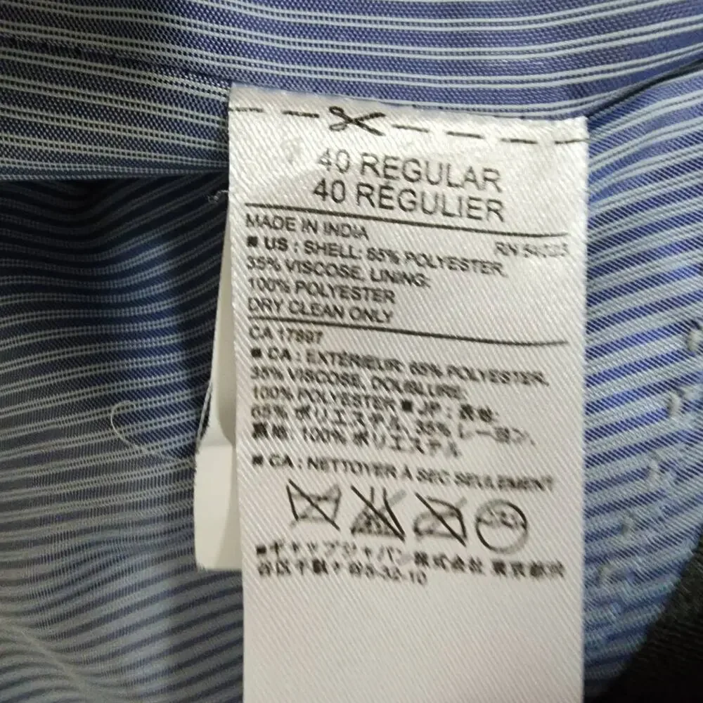 Banana Republic Grey Herringbone Blazer Tailored Fit 40 R
